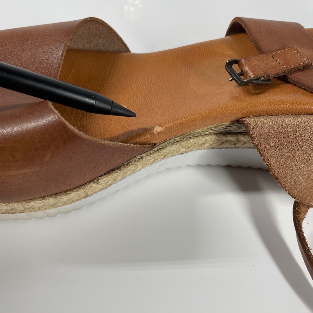 Sz 9.5-10 Bertuchi Brown Leather Espadrille Platform Sandals Made in Spain - Picture 6 of 16